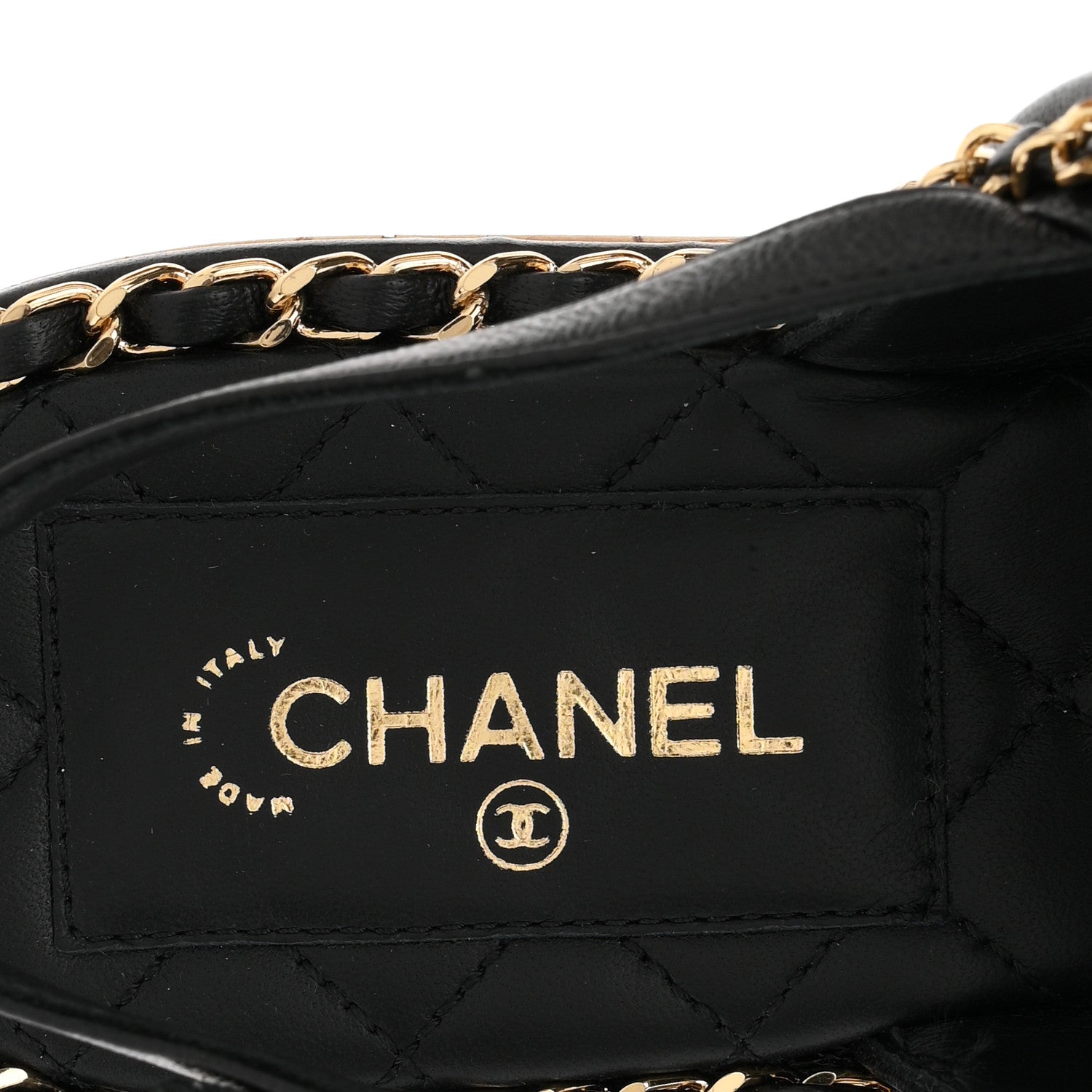 Chanel Lambskin Cork Chain Sandals 38 Black 8 of 9
