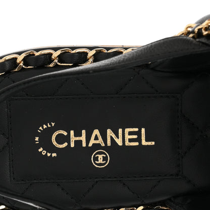 Chanel Lambskin Cork Chain Sandals 38 Black 8 of 9