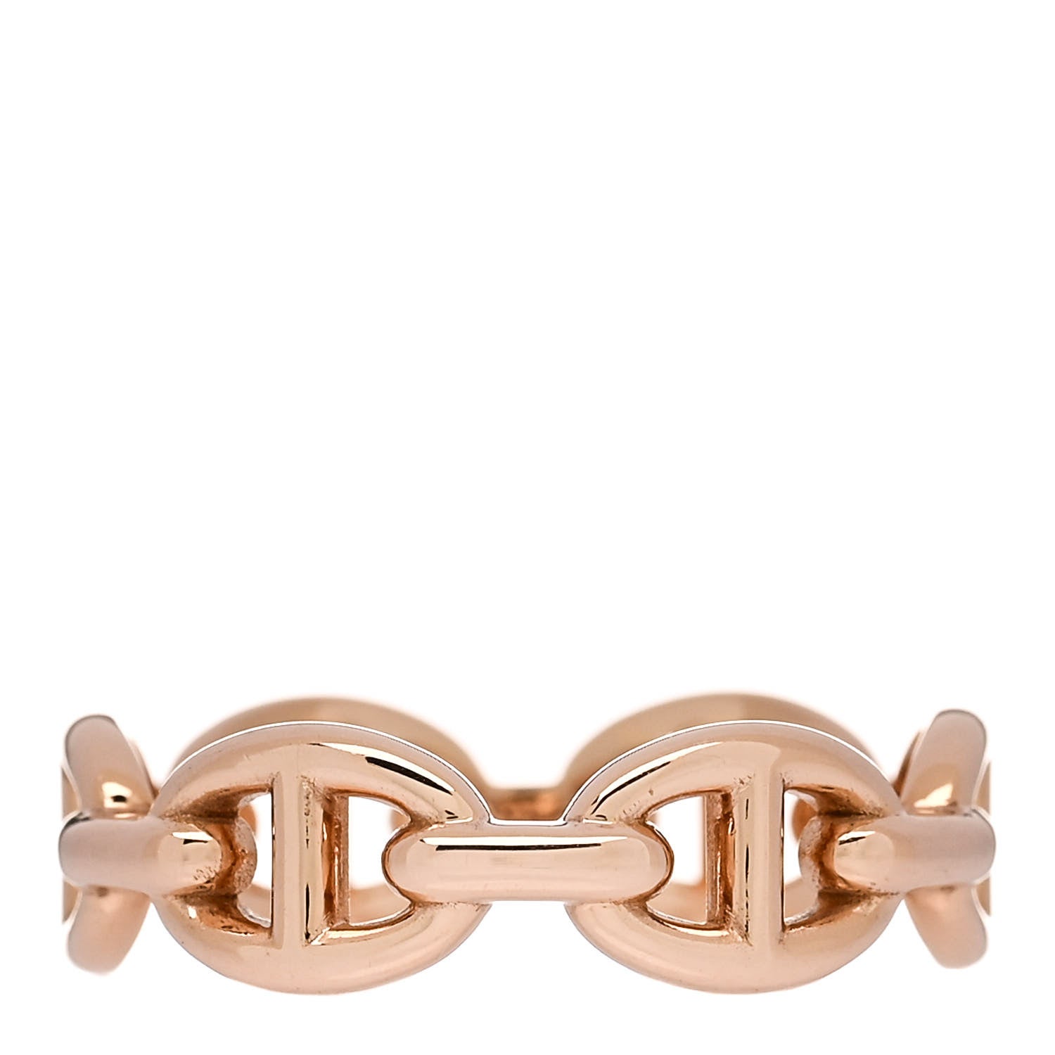 Hermes 18K Rose Gold PM Chaine d'Ancre Enchainee Ring 54 6.75 1 of 9