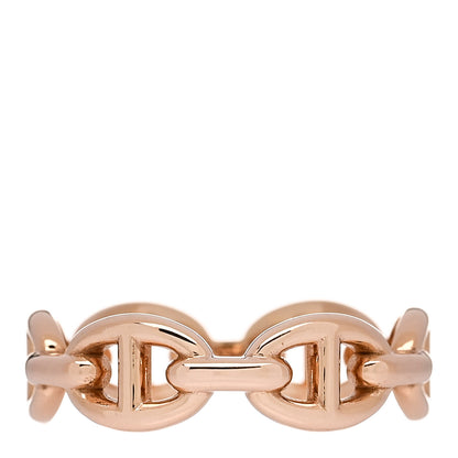 Hermes 18K Rose Gold PM Chaine d'Ancre Enchainee Ring 54 6.75 1 of 9