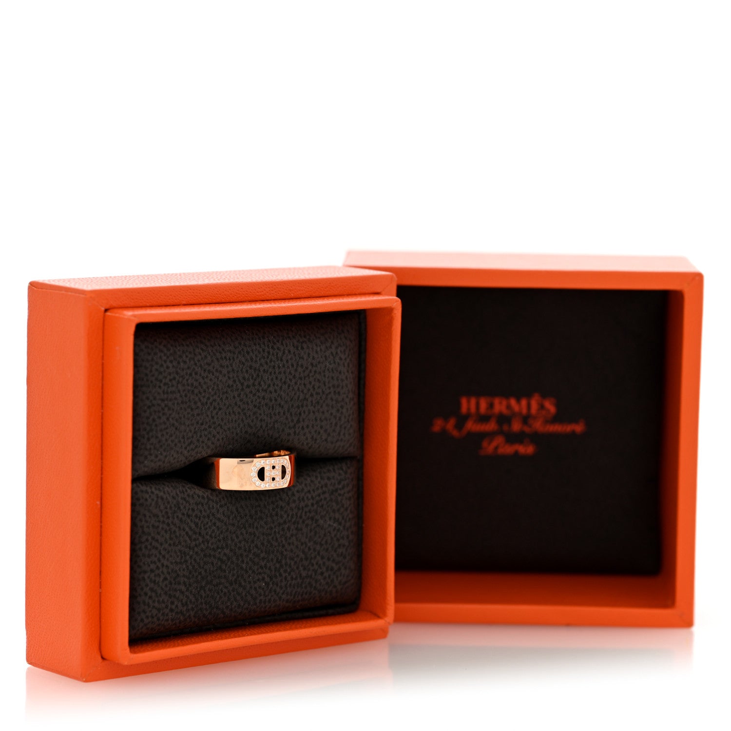 Hermes 18K Rose Gold Diamond PM H D'Ancre Ring 52 6 5 of 5
