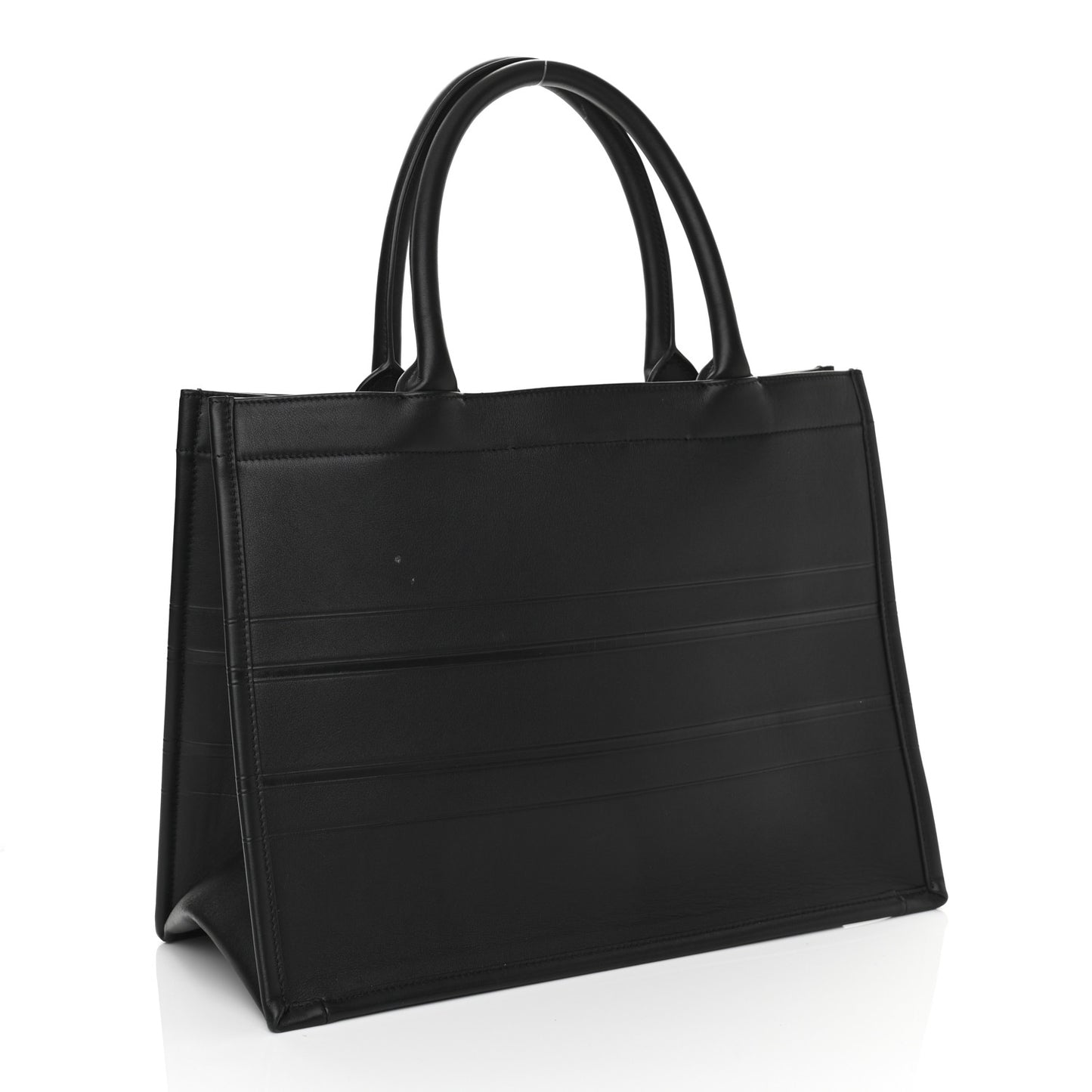 Calfskin Embossed Medium Book Tote Black