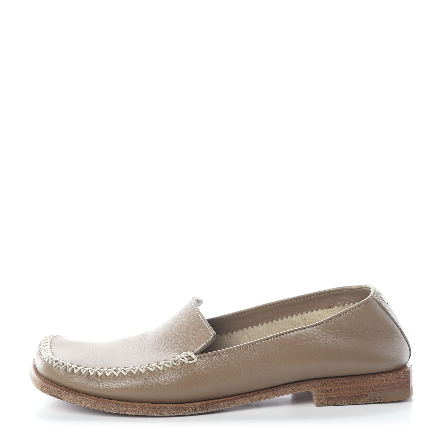 Louis Vuitton Calfskin Square Toe Loafers 36.5 Taupe 1 of 8