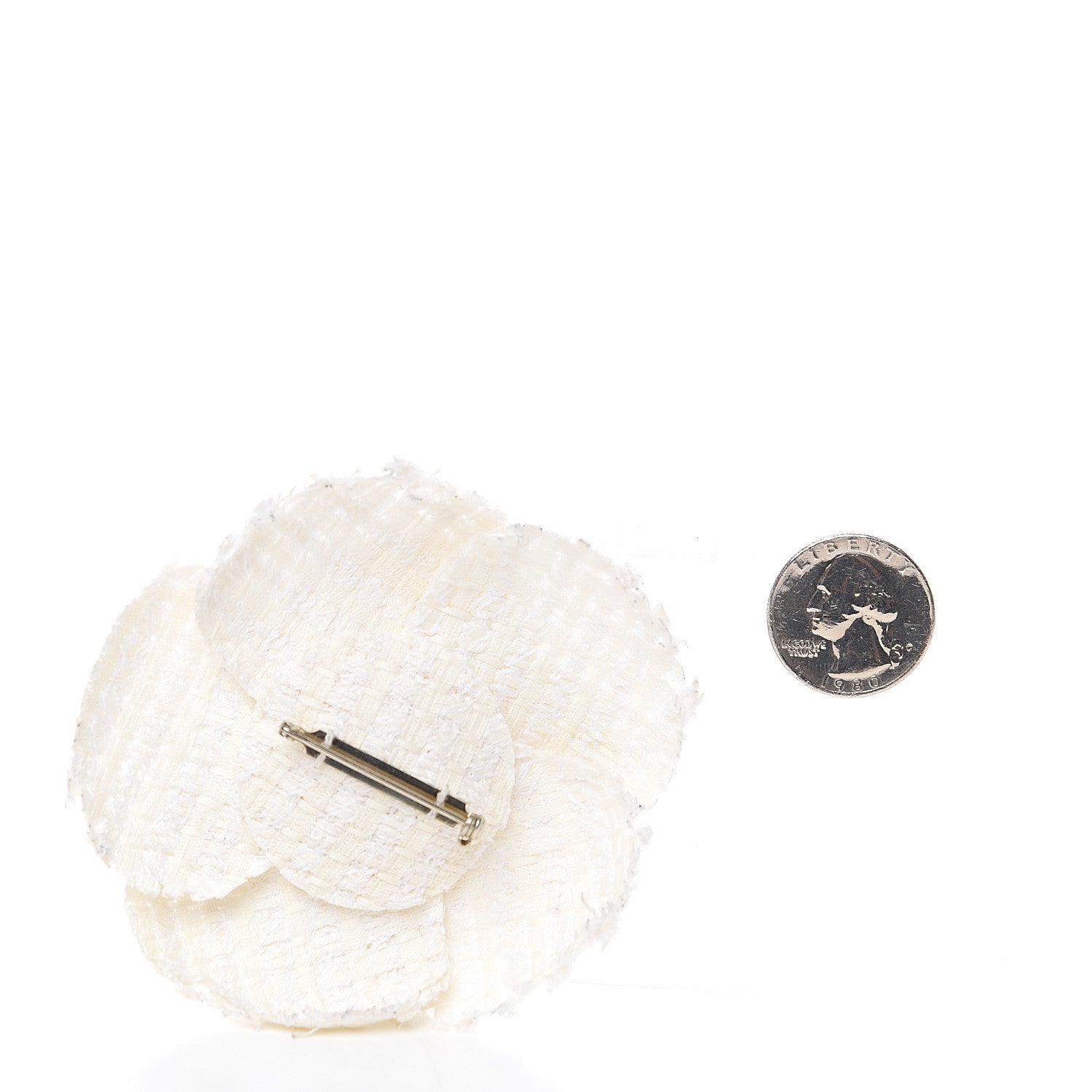 Chanel Fantasy Tweed Camellia Pin Brooch Ivory 2 of 3