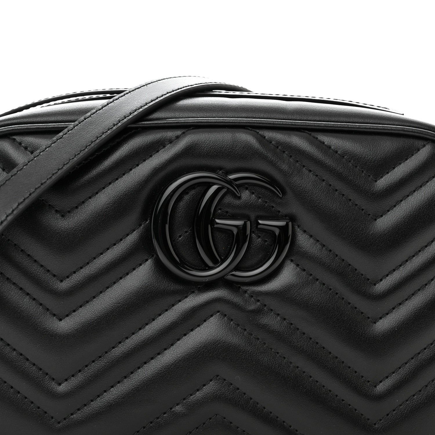 Gucci Calfskin Matelasse Monochrome Small GG Marmont Chain Shoulder Bag Black 9 of 11