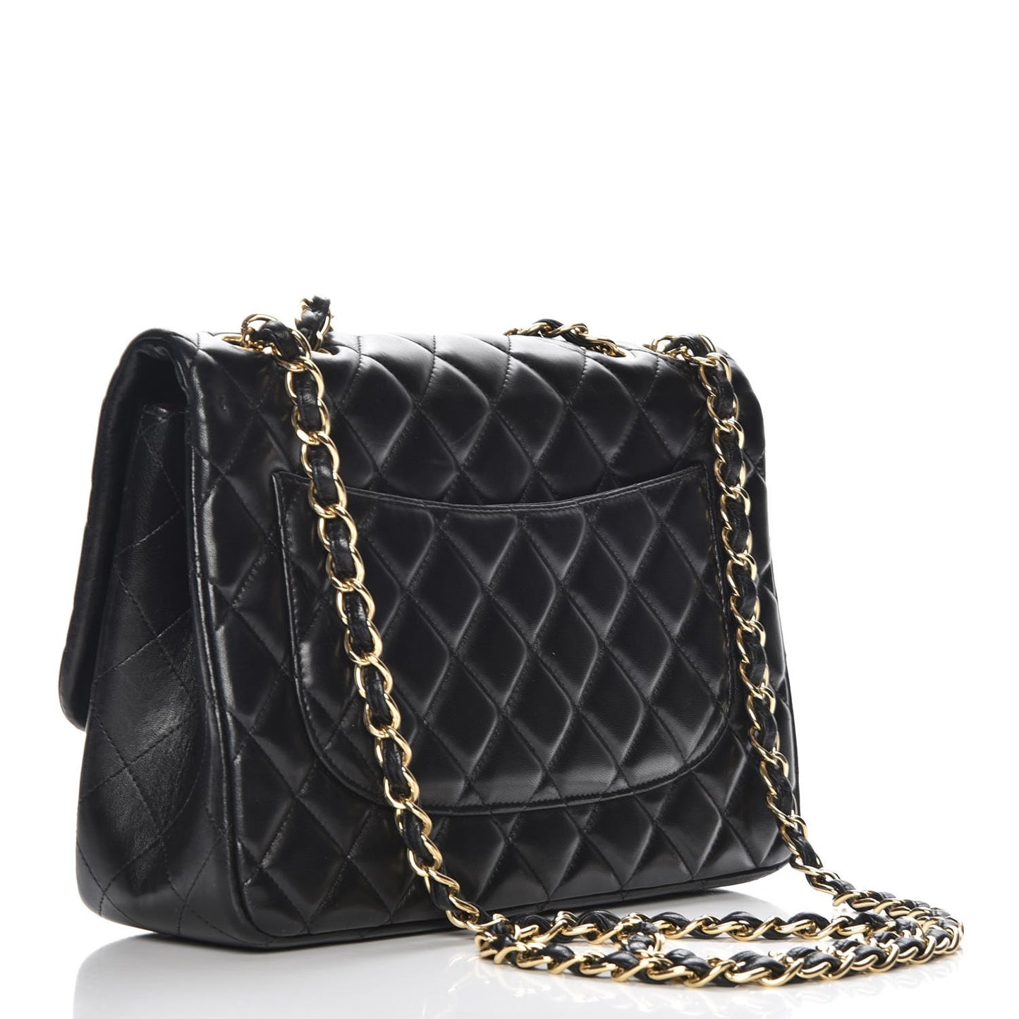 Lambskin Quilted Jumbo Single Flap Black