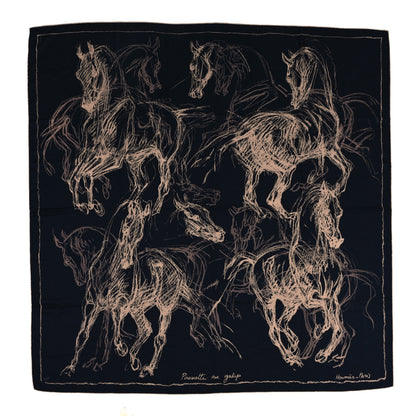 Hermes Cashmere Silk Pirouette au Galop Shawl 140 Marine Naturel Beige 1 of 5