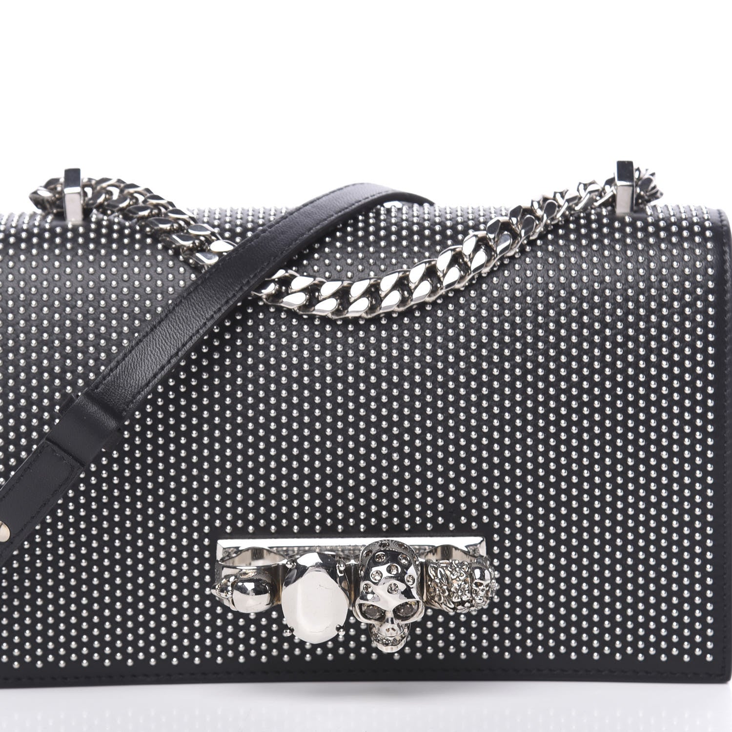 Alexander McQueen Calfskin Studded Knuckle Crossbody Bag Black 9 of 10