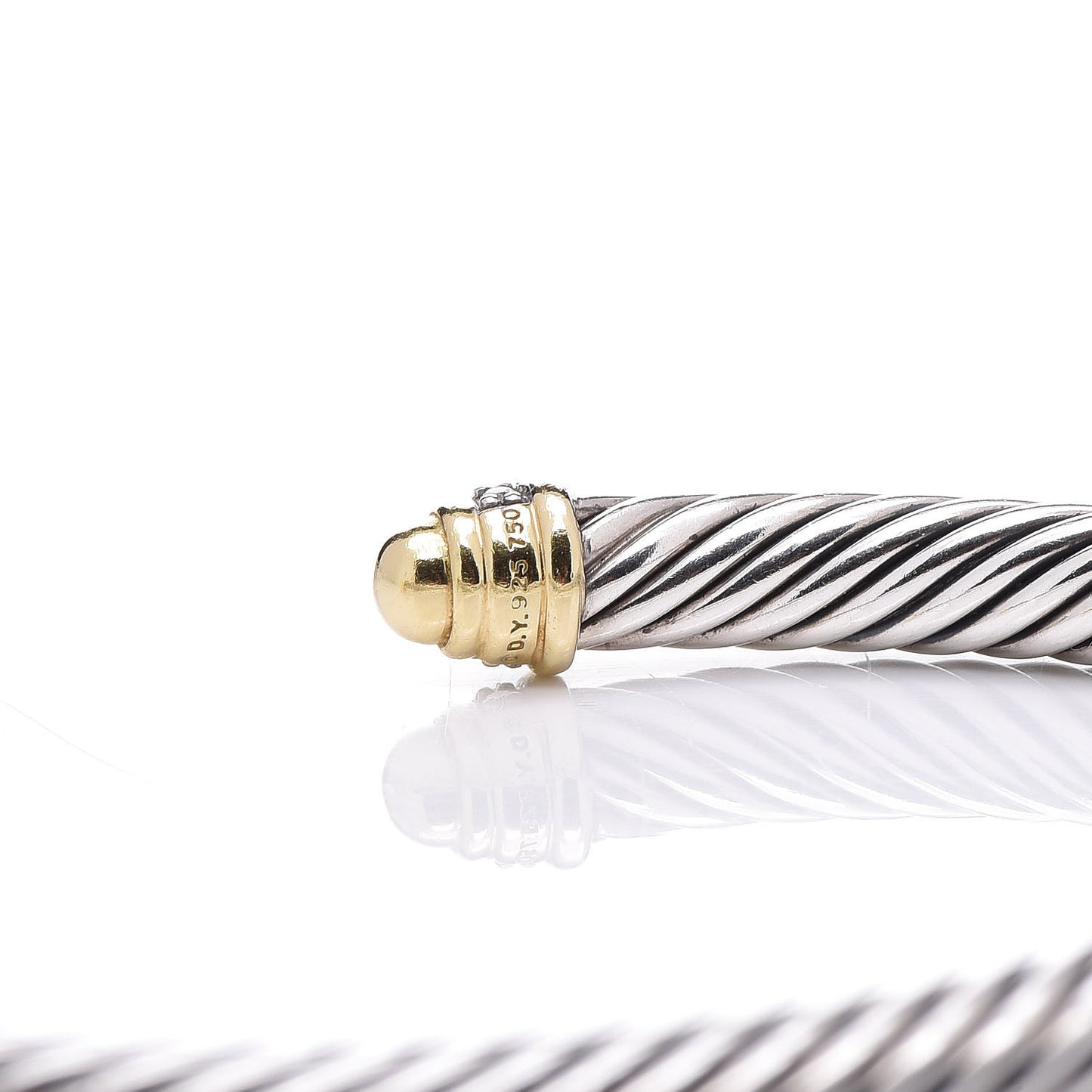 Sterling Silver 18K Yellow Gold Diamond 5mm Cable Classics Bracelet