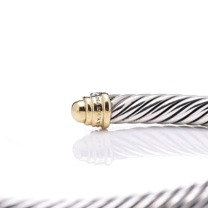 David Yurman Sterling Silver 18K Yellow Gold Diamond 5mm Cable Classics Bracelet 4 of 5