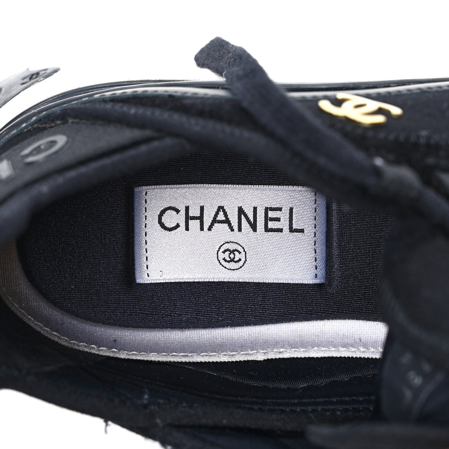 Velvet Calfskin Mixed Fibers CC Sneakers 37.5 Black