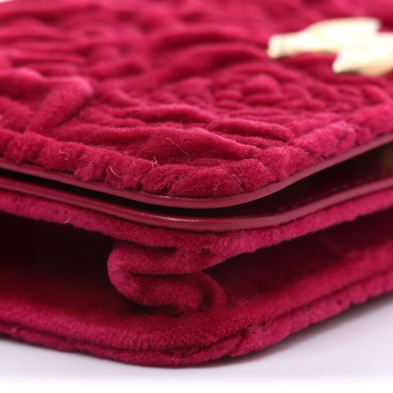 Chanel Velvet Quilted Camellia Velvet Flap Coin Purse With Chain Fuchsia 11 of 14