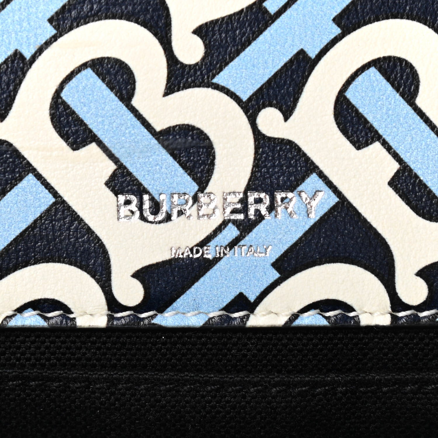 Burberry Lambskin Quilted Monogram TB Print Small Lola Bag Cobalt Black 6 of 9