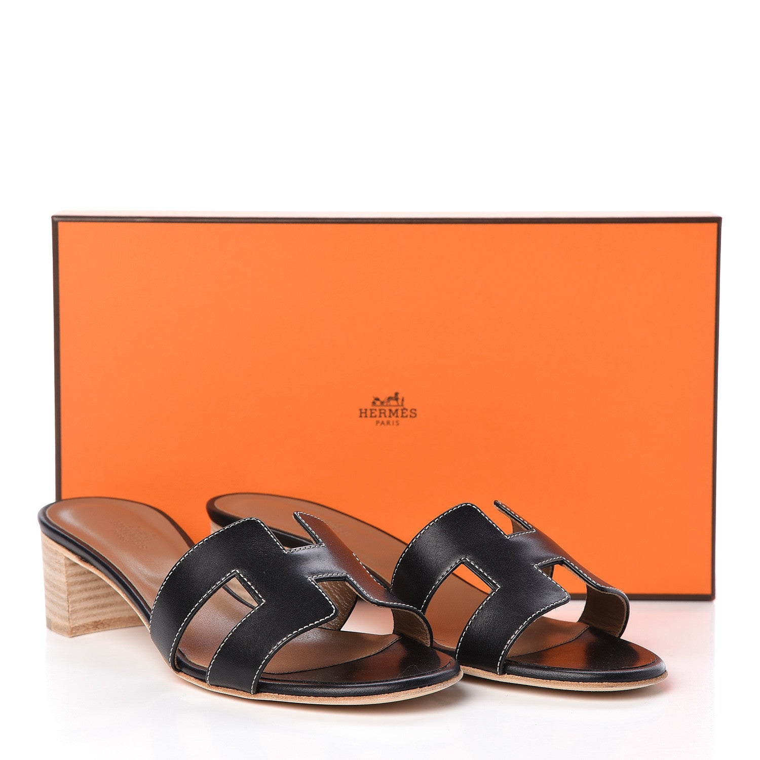 Hermes Calfskin Oasis Sandals 36.5 Black 9 of 9