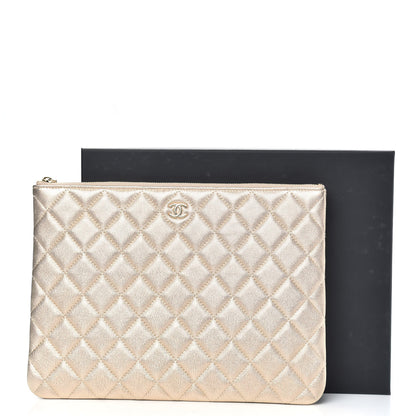 Chanel Metallic Lambskin Quilted Medium Cosmetic Case Gold 10 of 10