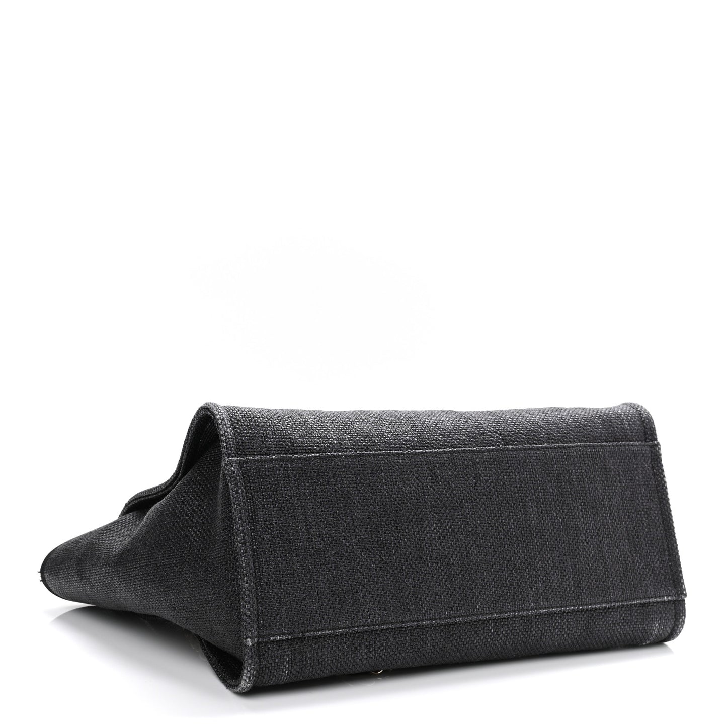 Woven Straw Raffia Medium Deauville Tote Black