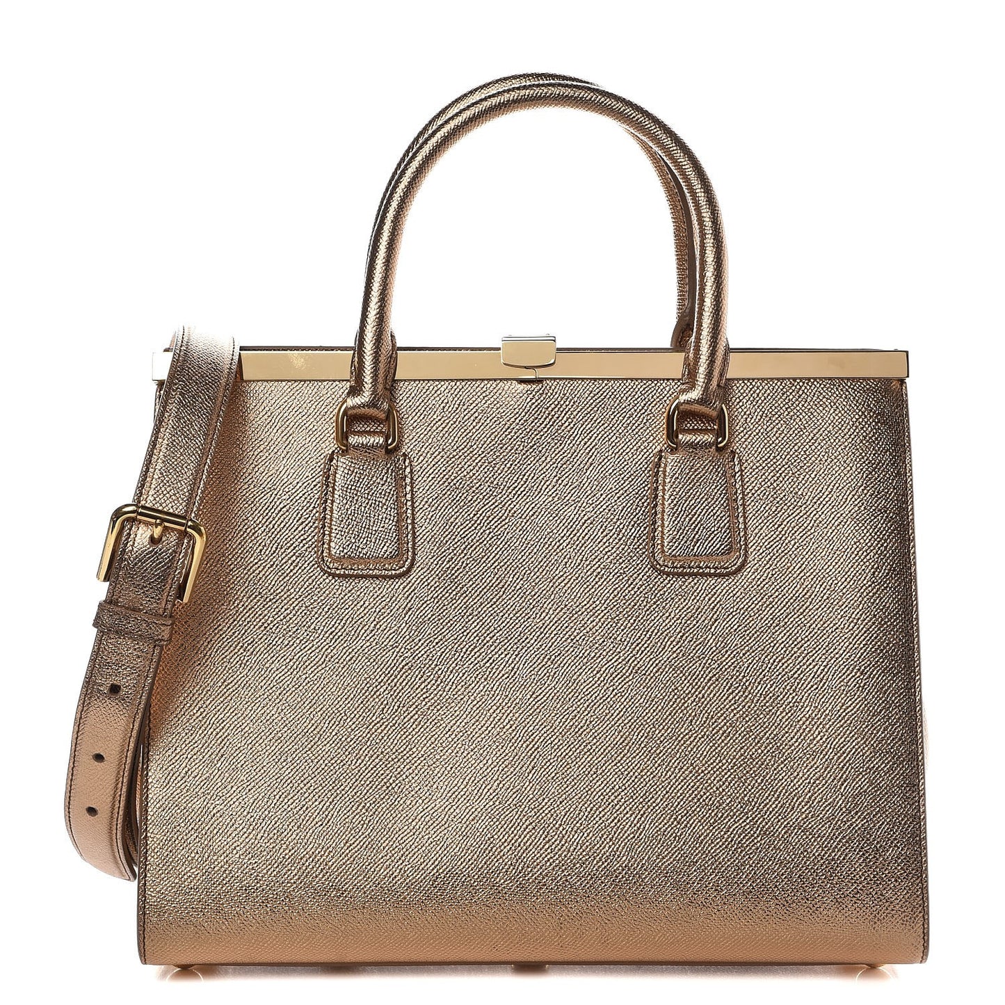 Metallic Dauphine Medium Frame Tote Gold