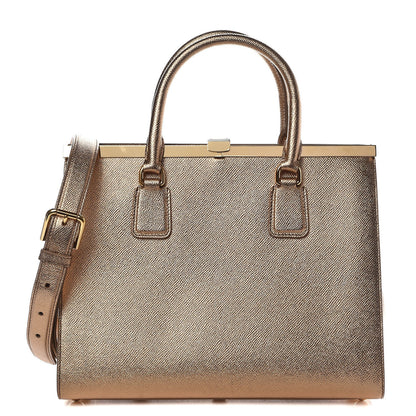 Dolce & Gabbana Metallic Dauphine Medium Frame Tote Gold 1 of 9