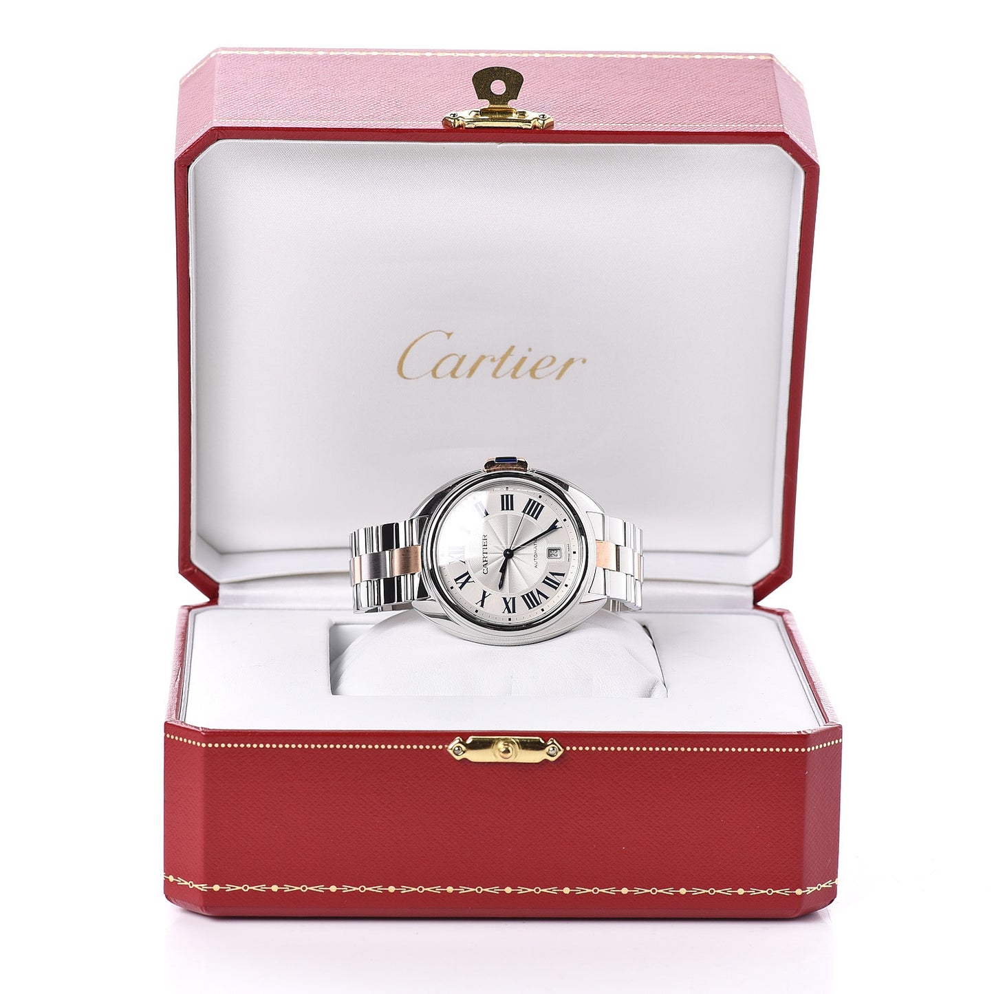 Stainless Steel 18K Pink Gold 40mm Cle De Automatic Watch