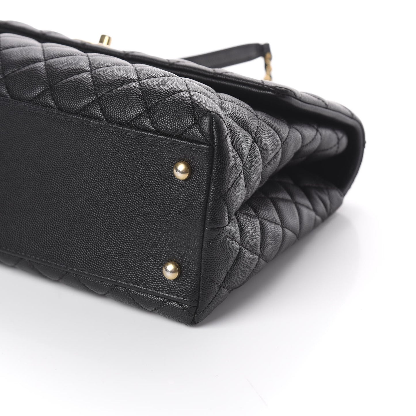 Caviar Lizard Quilted Medium Coco Handle Flap Black