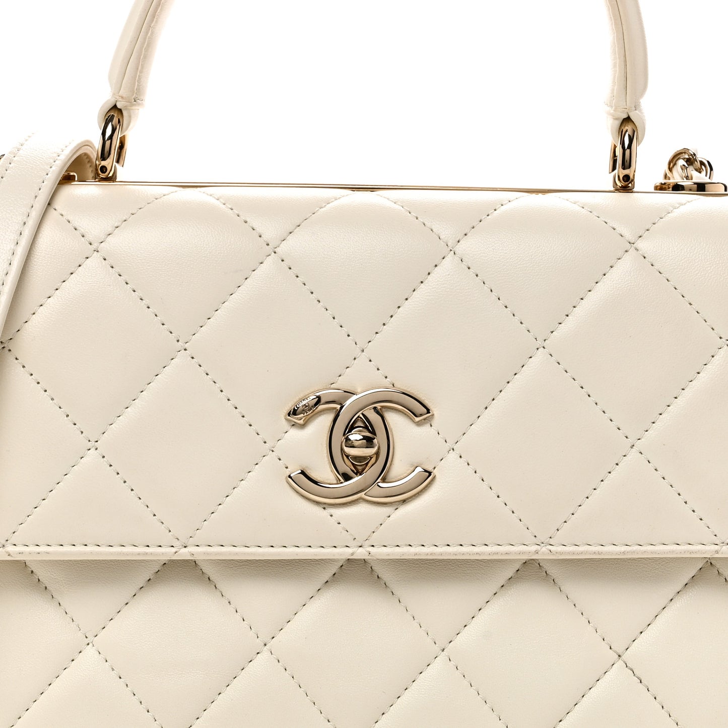 Lambskin Quilted Small Trendy CC Dual Handle Flap Bag White