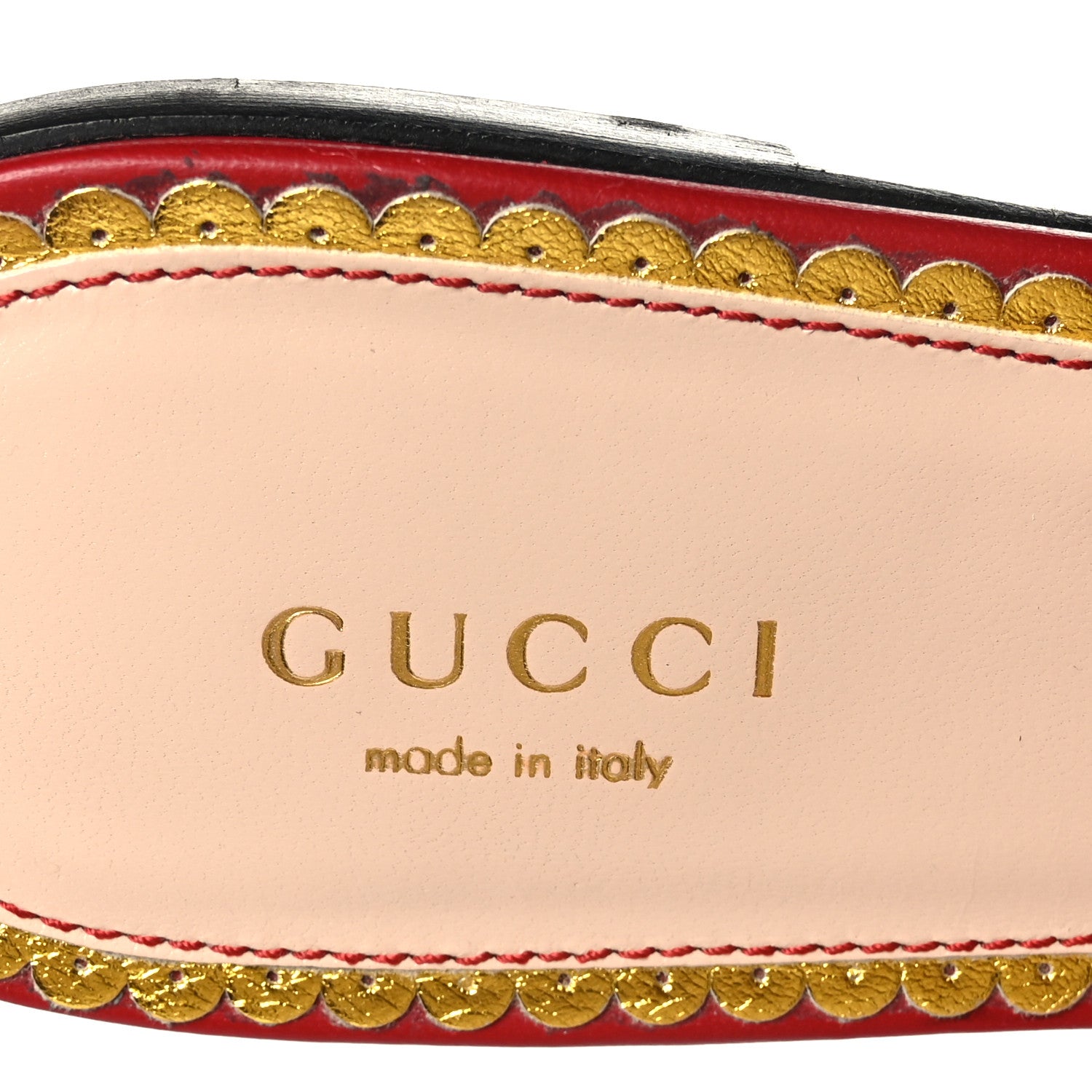 Gucci Nappa Queen Margaret Flat Slide Sandals 38 Hibiscus Red 6 of 7