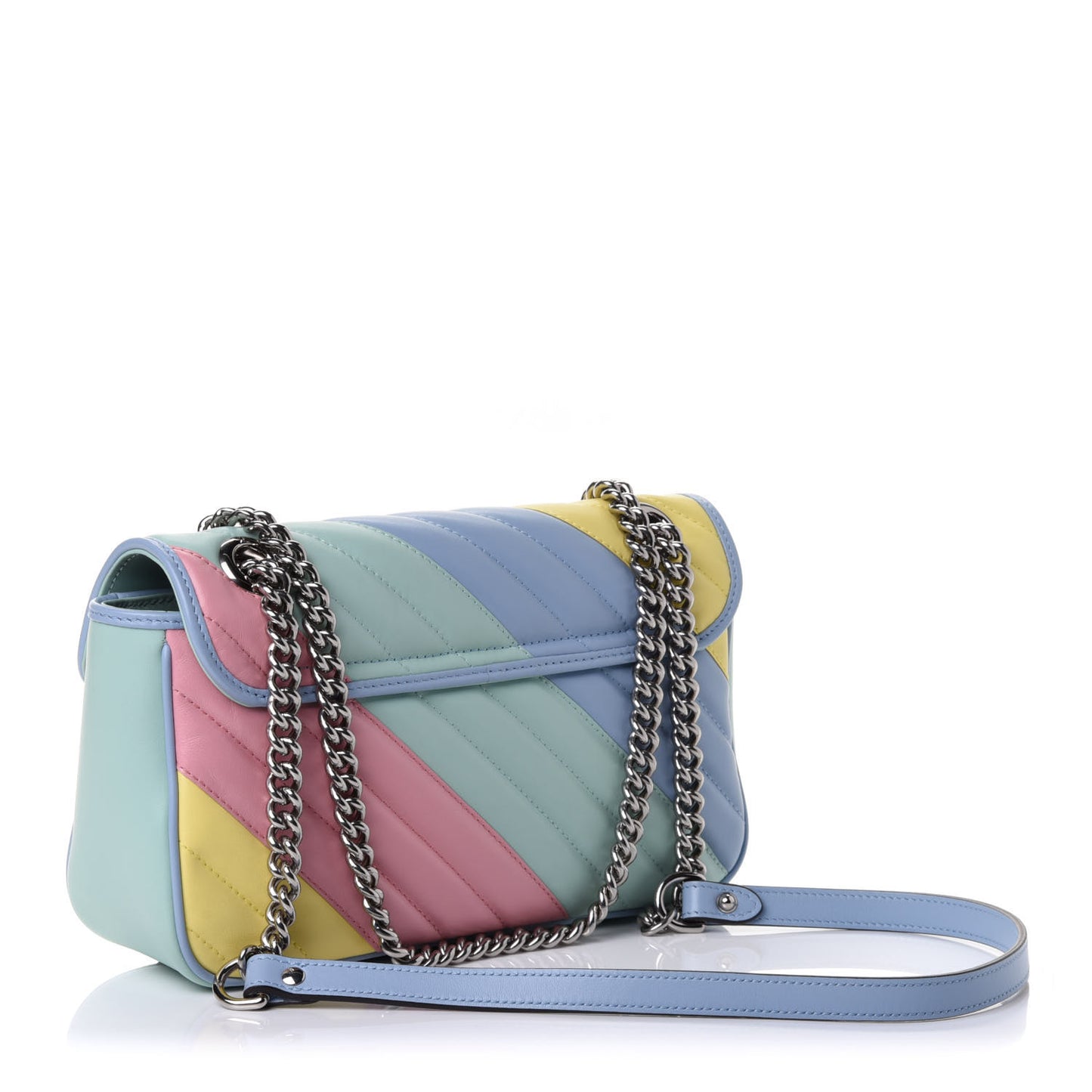 Calfskin Matelasse Diagonal Small GG Marmont Shoulder Bag Multicolor Pastel