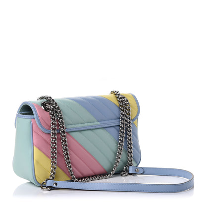 Gucci Calfskin Matelasse Diagonal Small GG Marmont Shoulder Bag Multicolor Pastel 2 of 4