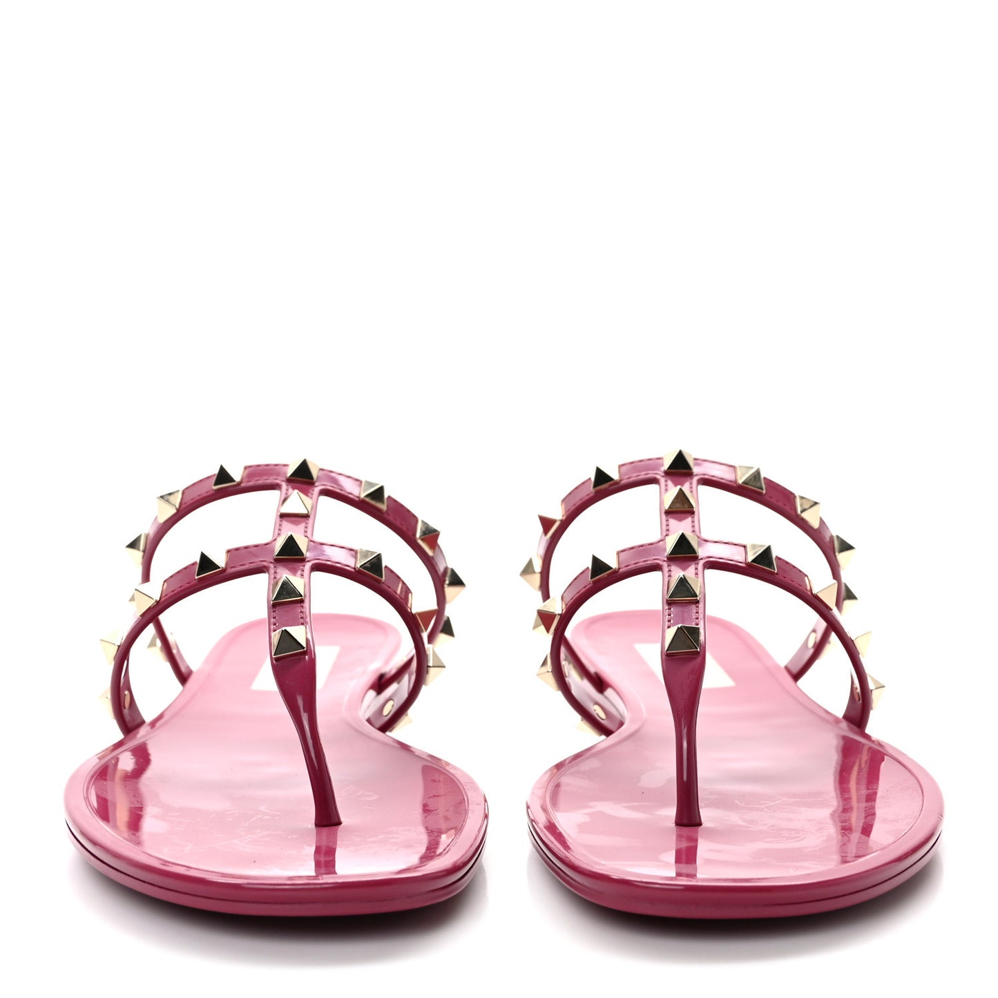 PVC Jelly Rockstud Caged Flat Thong Sandals 40 Blossom
