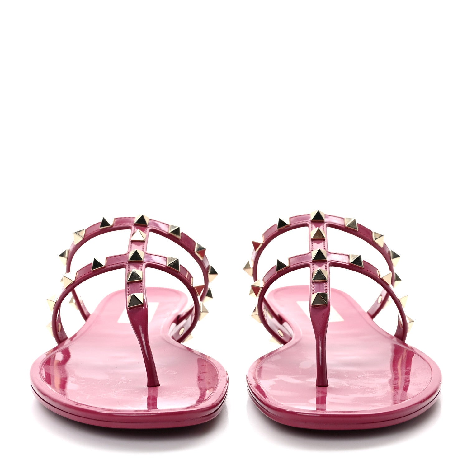 Valentino Garavani PVC Jelly Rockstud Caged Flat Thong Sandals 40 Blossom 2 of 7