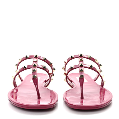 Valentino Garavani PVC Jelly Rockstud Caged Flat Thong Sandals 40 Blossom 2 of 7