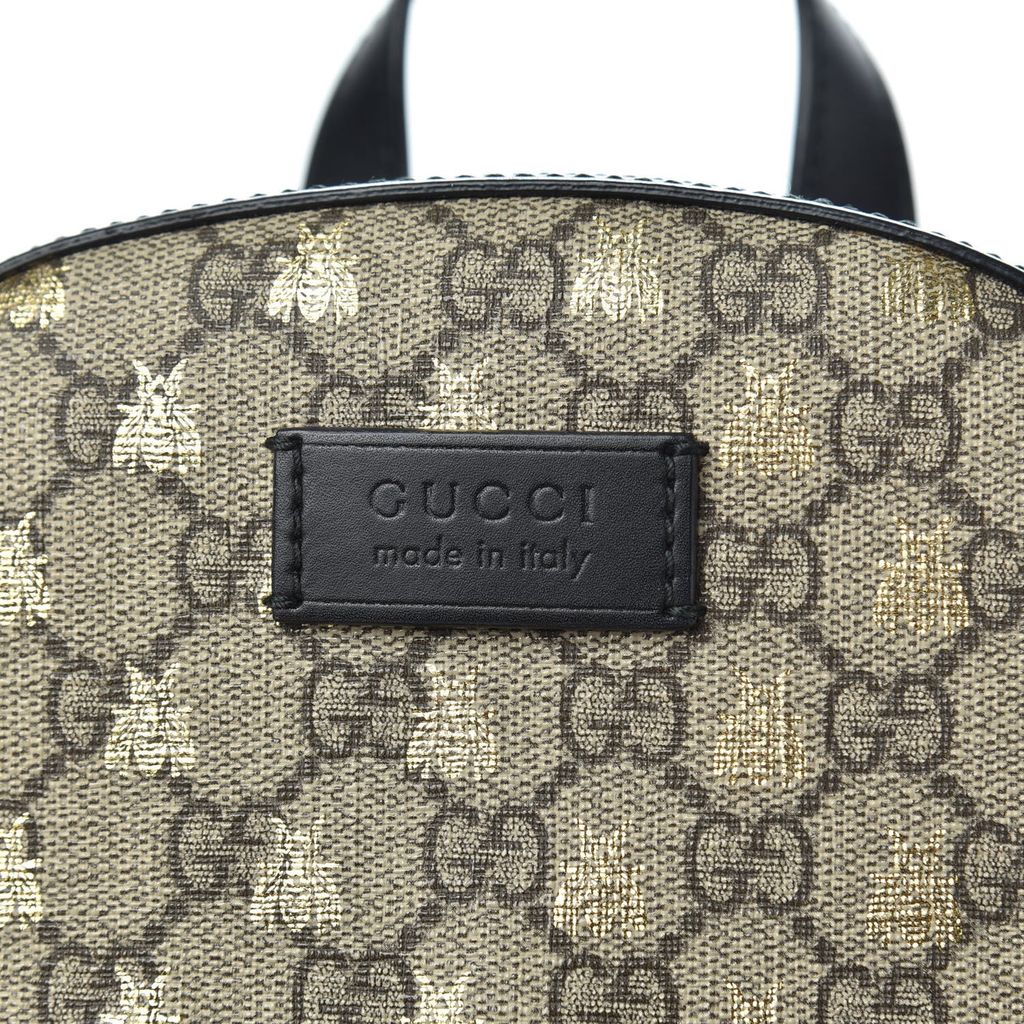 GG Supreme Monogram Bees Print Small Day Backpack Beige Oro Black