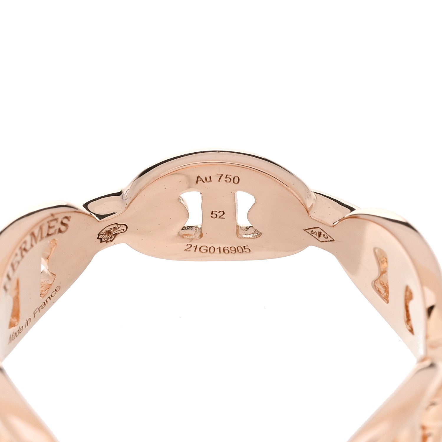 Hermes 18K Rose Gold PM Chaine d'Ancre Enchainee Ring 52 6 5 of 6