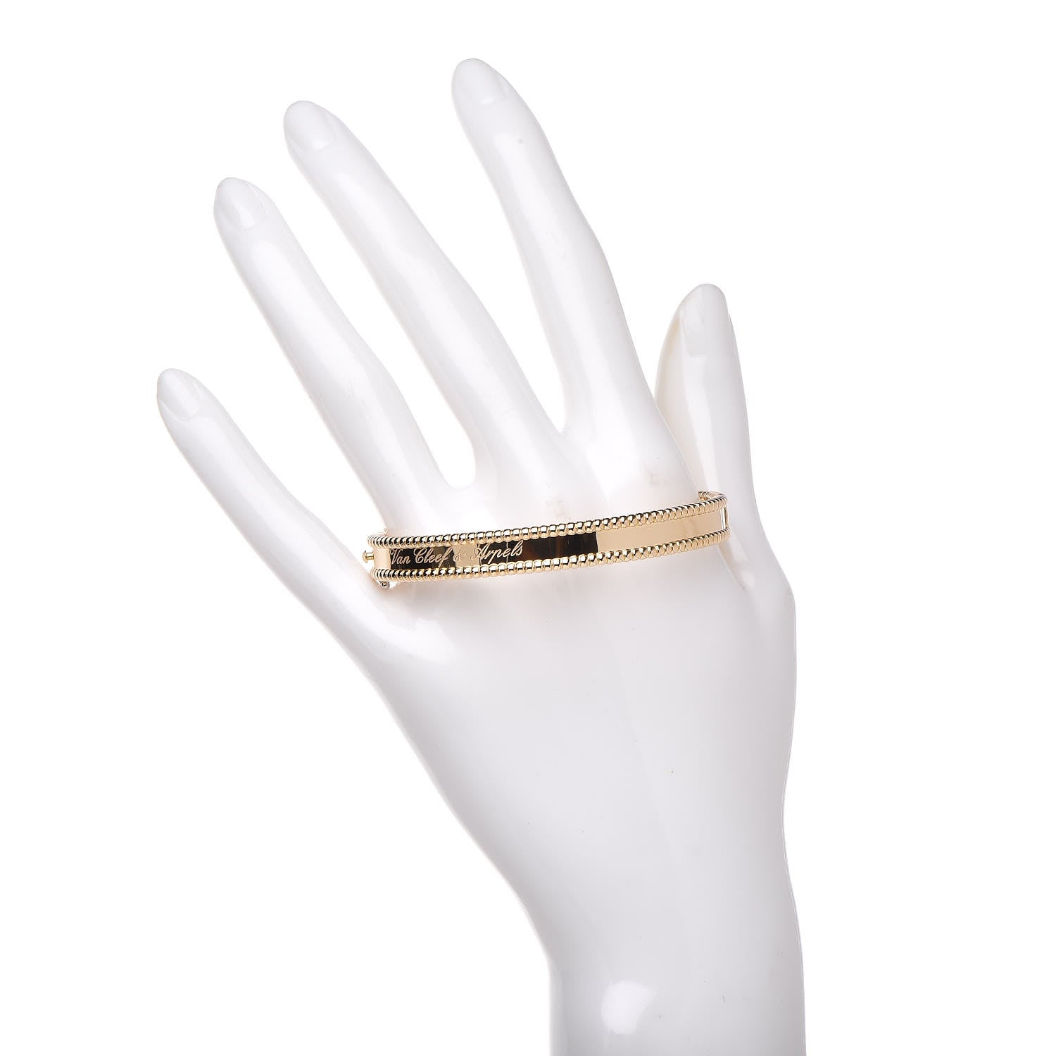Van Cleef & Arpels 18K Yellow Gold Perlee Signature Bangle Bracelet M 2 of 4
