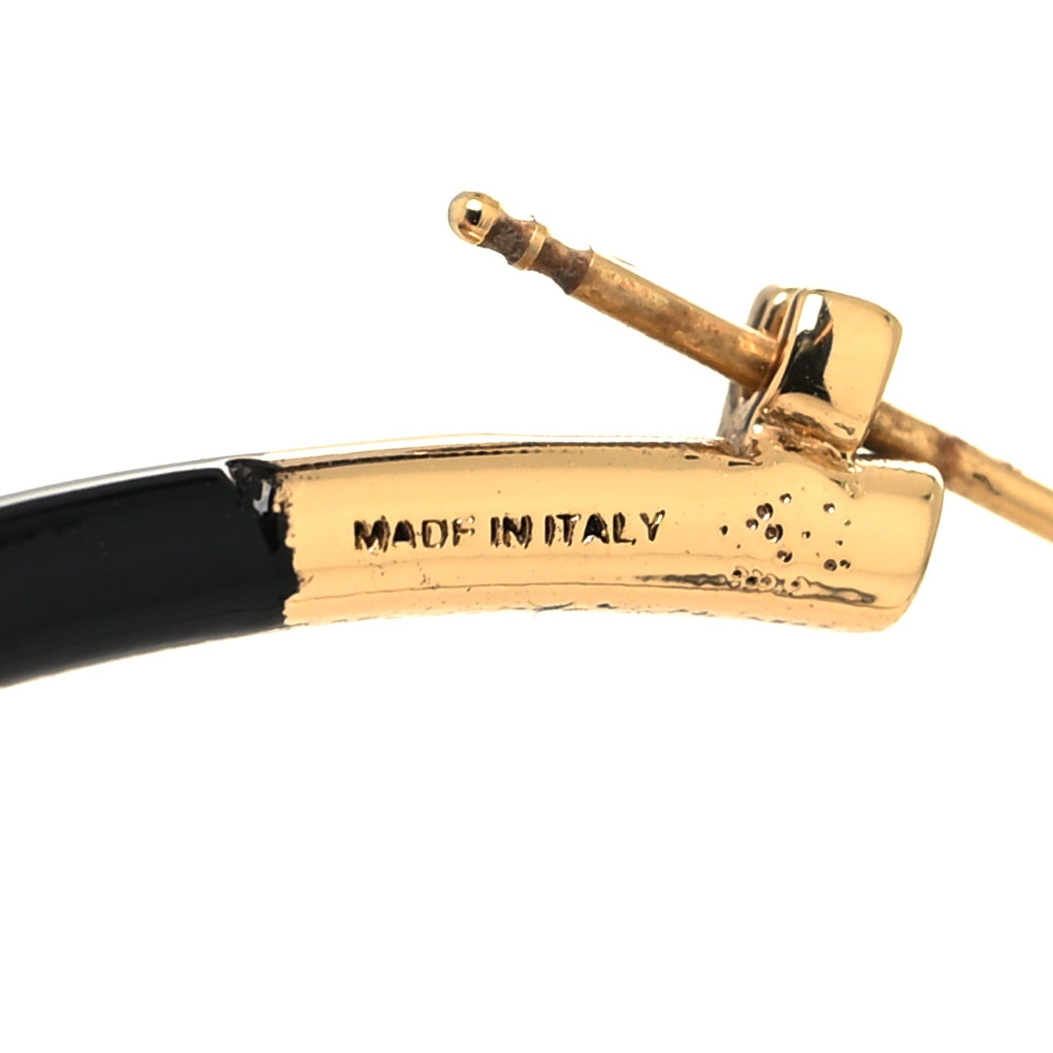 Fendi Metal Enamel Large F is Fendi Hoop Earrings Black Gold 5 of 6