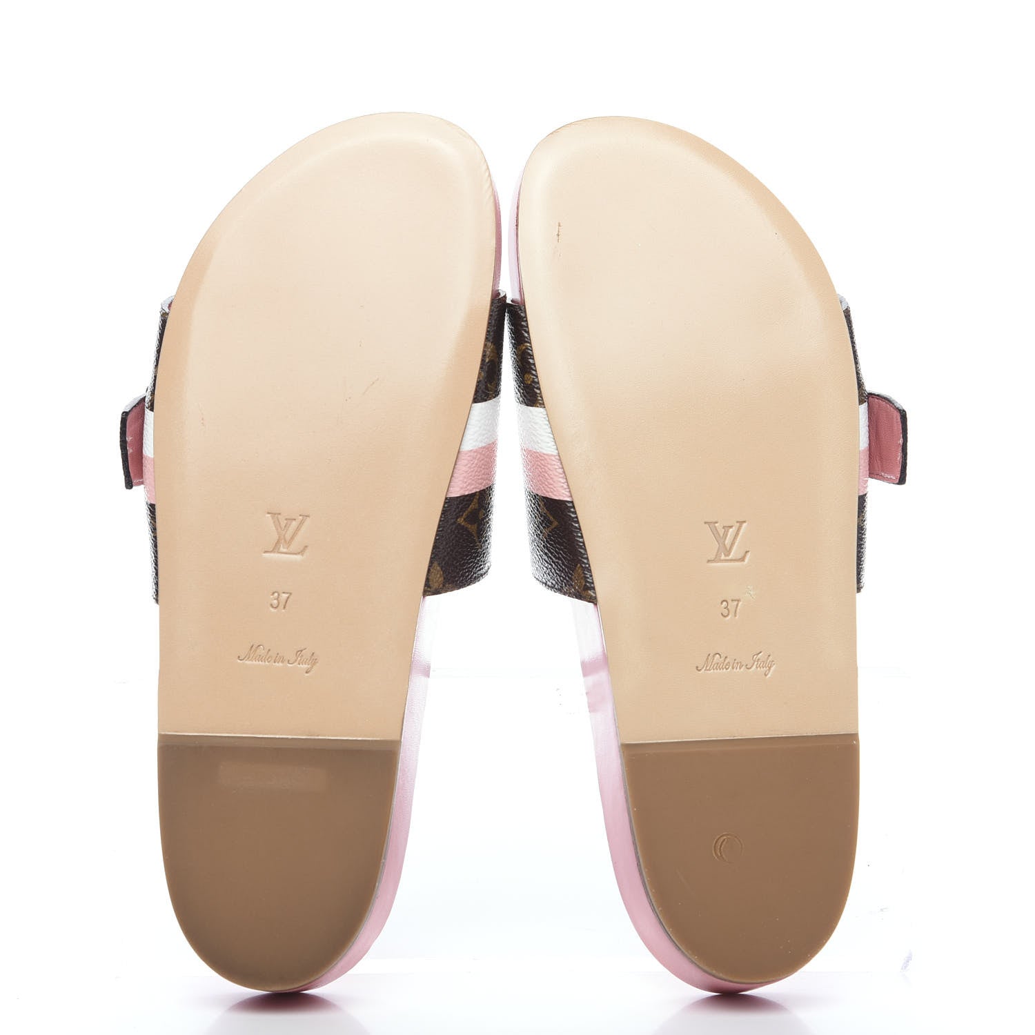 Louis Vuitton Patent Monogram Bom Dia Flat Mule 37 Rose White 5 of 8