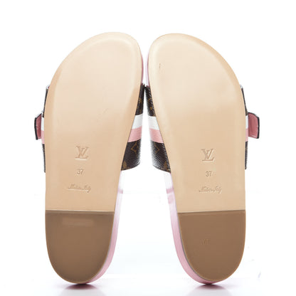 Louis Vuitton Patent Monogram Bom Dia Flat Mule 37 Rose White 5 of 8