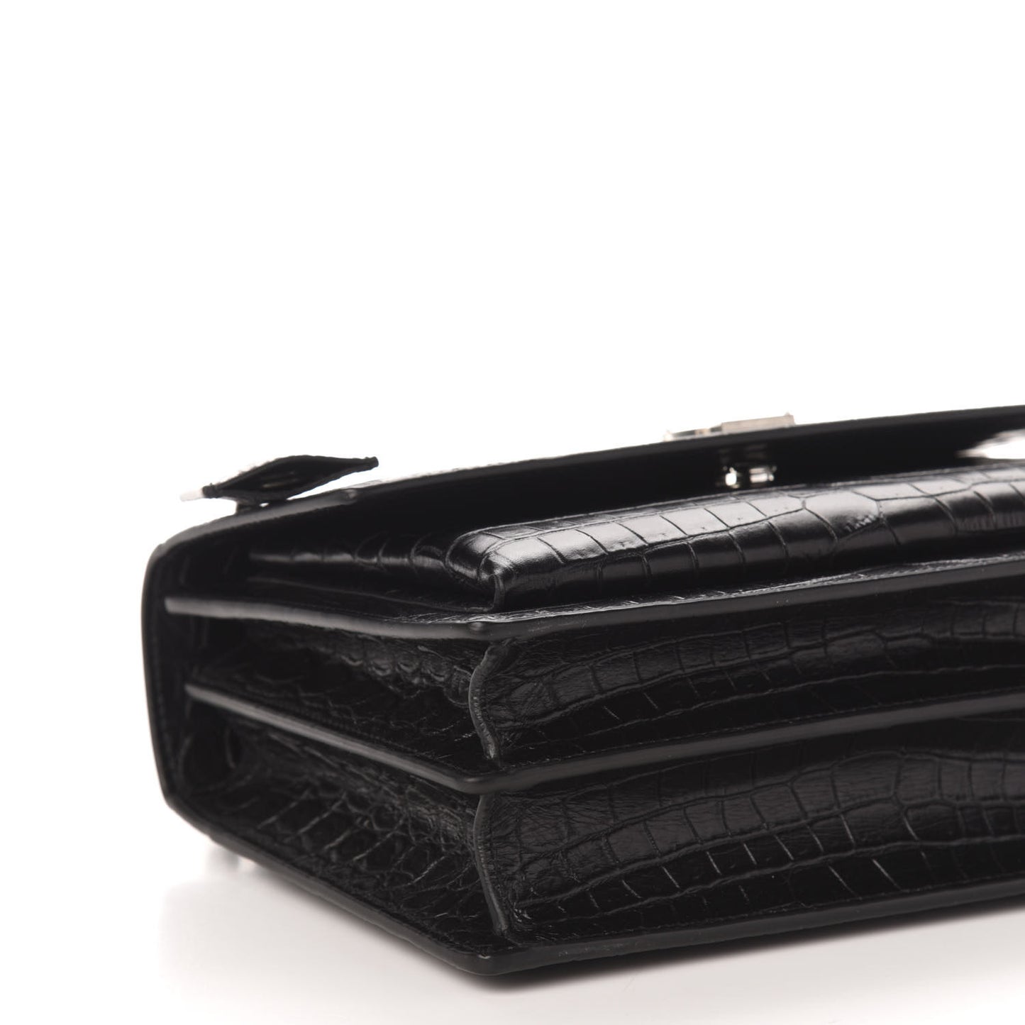 Calfskin Crocodile Embossed Medium Monogram Sunset Black