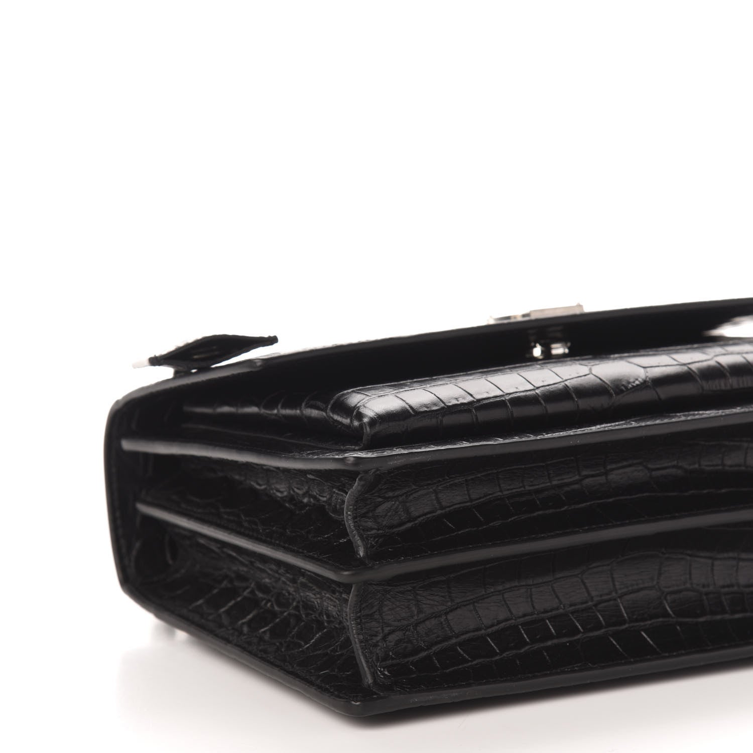 Saint Laurent Calfskin Crocodile Embossed Medium Monogram Sunset Black 8 of 10