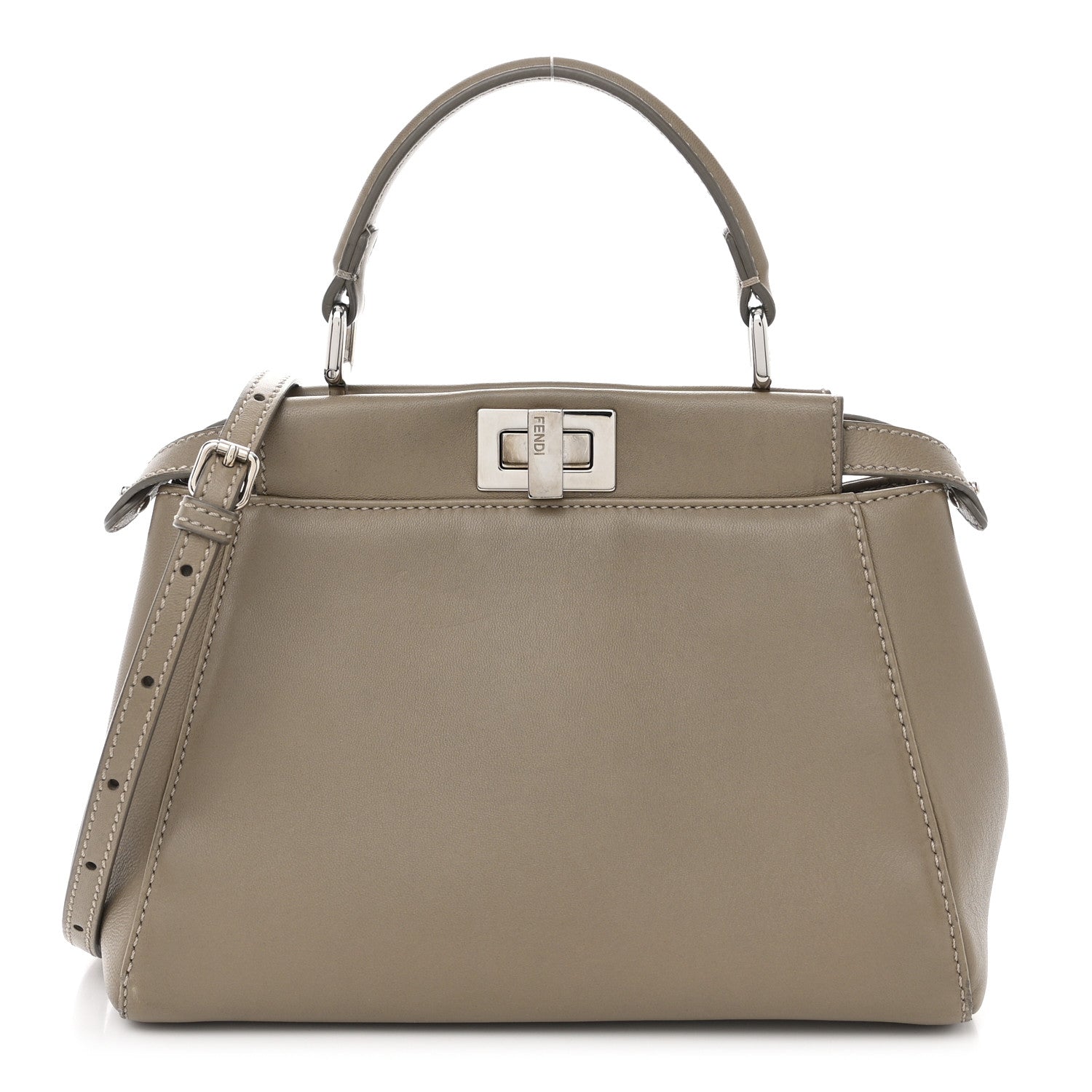 Fendi Nappa Mini Peekaboo Iconic Satchel Tortora 1 of 11