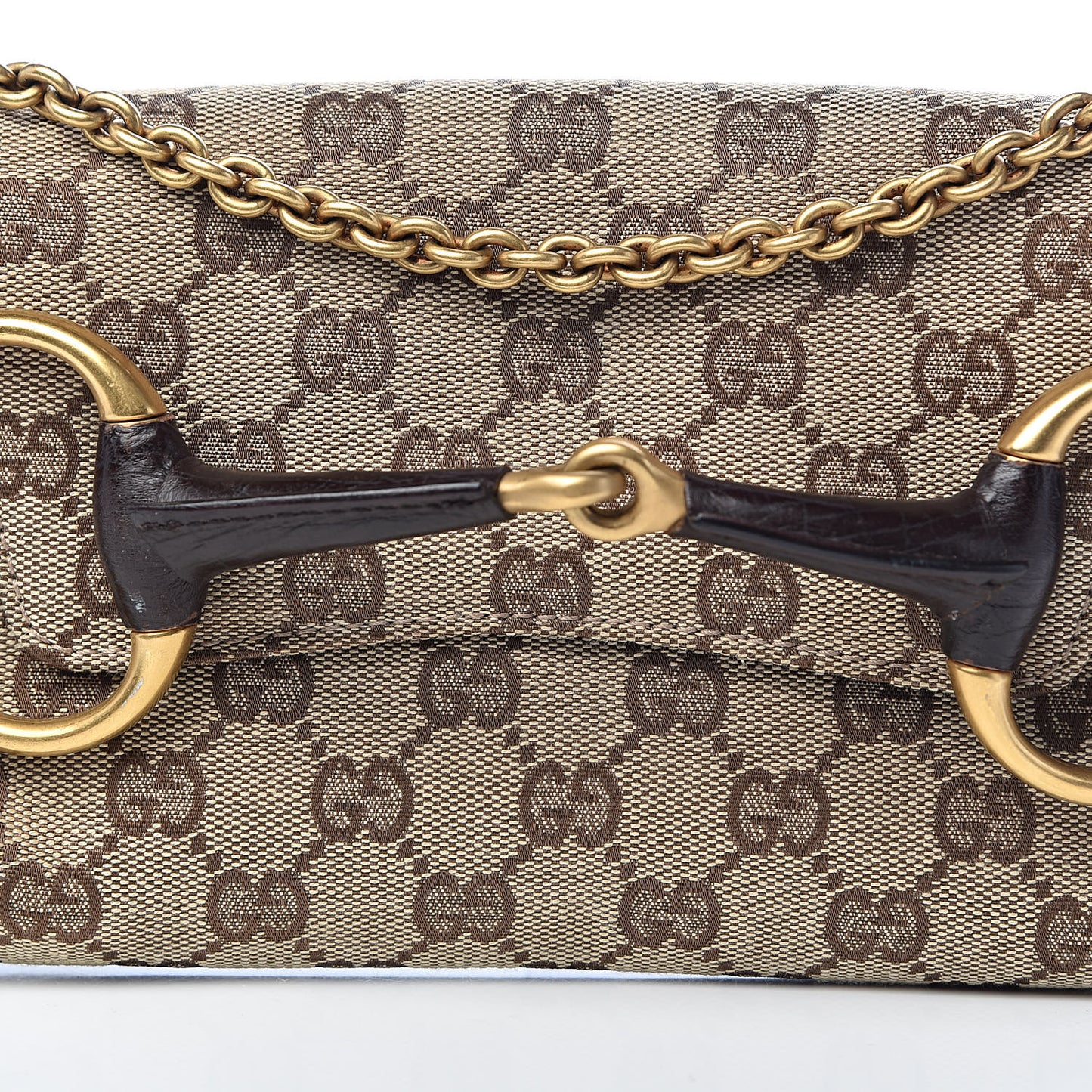 Monogram Horsebit Clutch Dark Brown