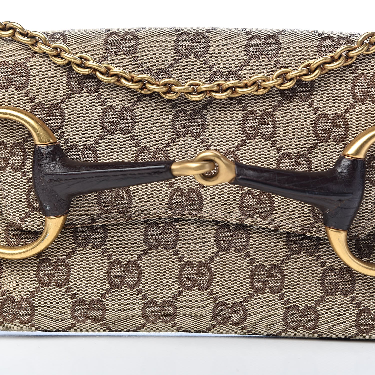Gucci Monogram Horsebit Clutch Dark Brown 10 of 10