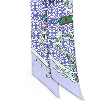 Hermes Silk Mors Et Gourmettes Remix Twilly Parme Vert Mauve 2 of 4