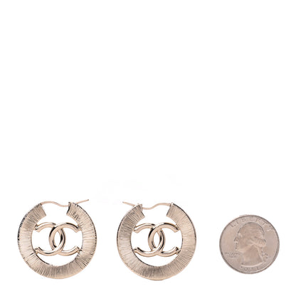 Chanel Metal Crystal Strass CC Hoop Earrings Gold 2 of 4