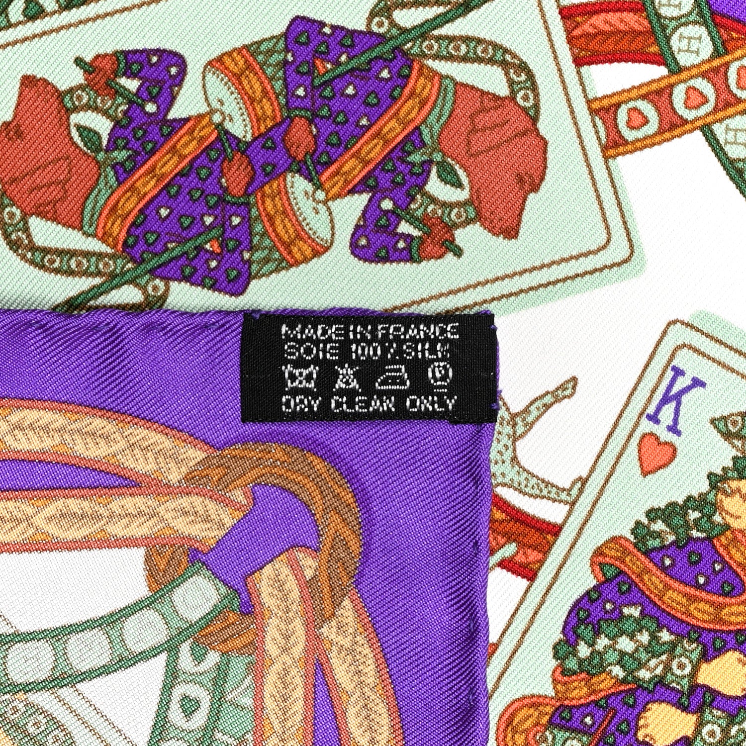 Hermes Silk Twill Dame de Coeur Pocket Square Scarf 3 of 5