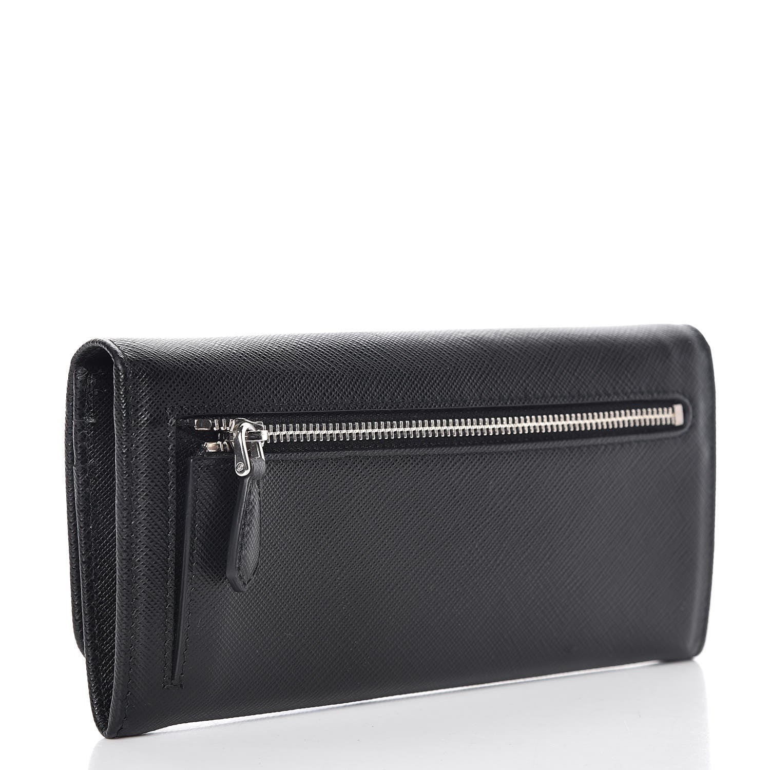 Prada Saffiano Continental Flap Wallet Black 4 of 10