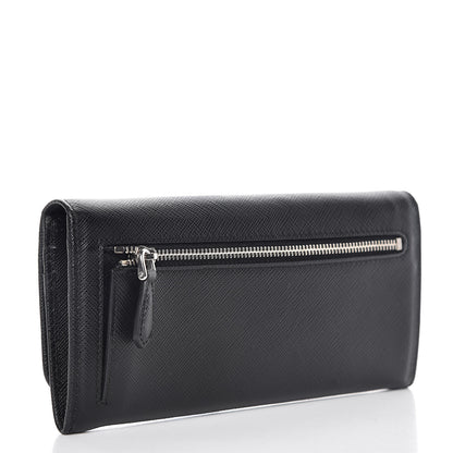 Prada Saffiano Continental Flap Wallet Black 4 of 10