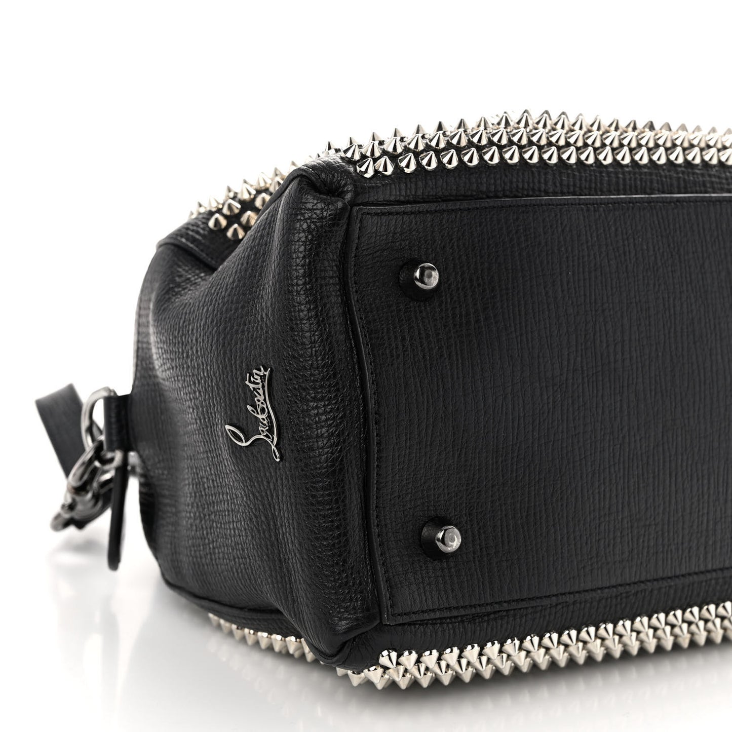 Grained Calfskin Studded Panettone Bowling Bag Black