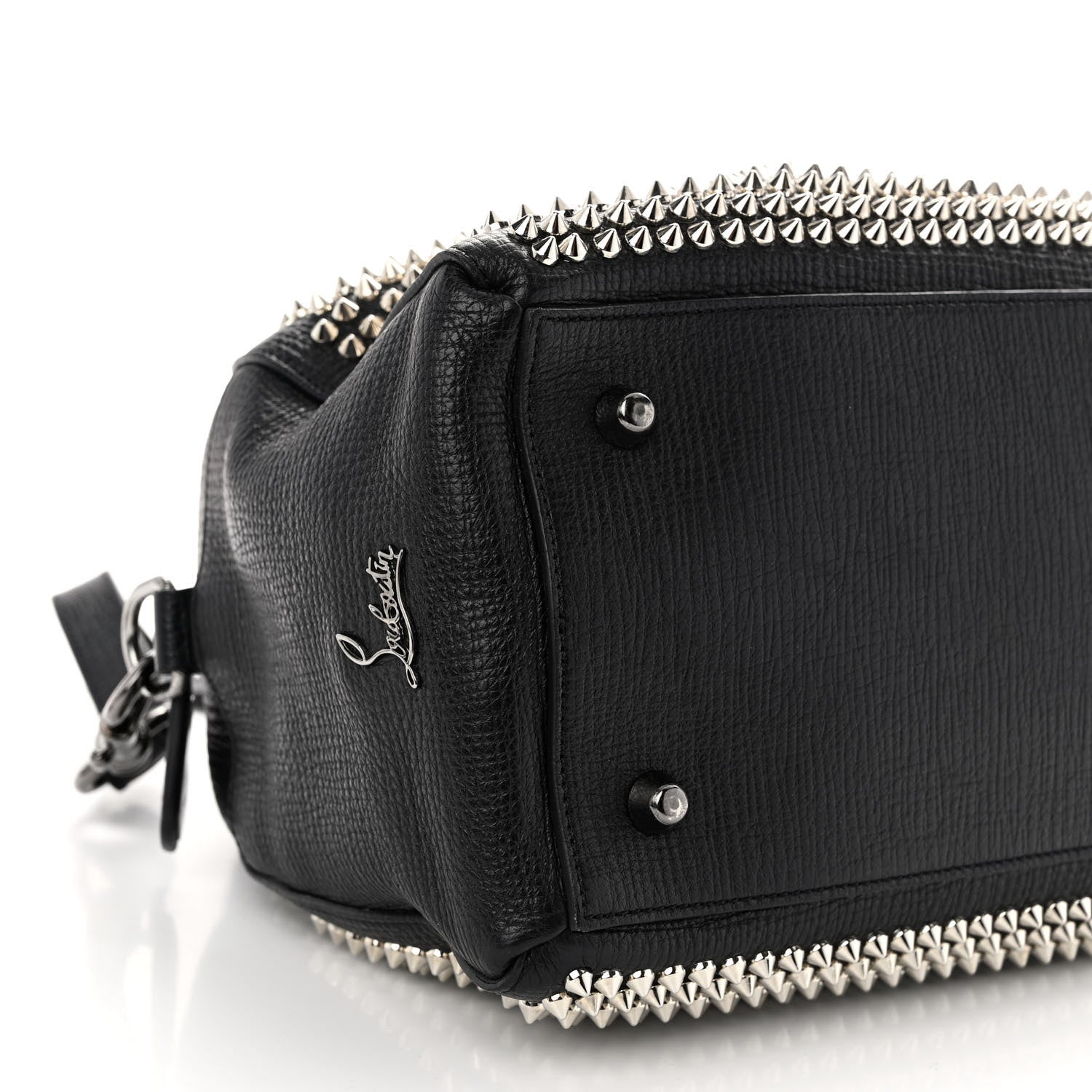 Christian Louboutin Grained Calfskin Studded Panettone Bowling Bag Black 8 of 9