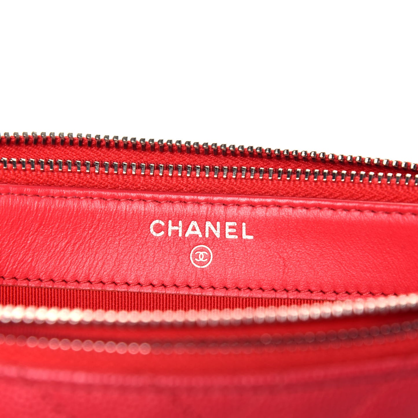 Caviar Chevron Quilted Small Clutch With Chain Light Red